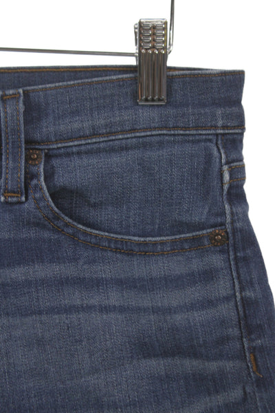 J Crew Unisex Dark Blue Solid Cotton Stretch Shorts Size 28