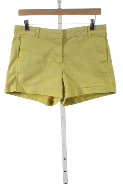 J Crew Unisex Chino Shorts Yellow Cotton Stretch Hook & Eye Size 6