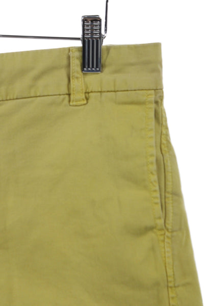 J Crew Unisex Chino Shorts Yellow Cotton Stretch Hook & Eye Size 6