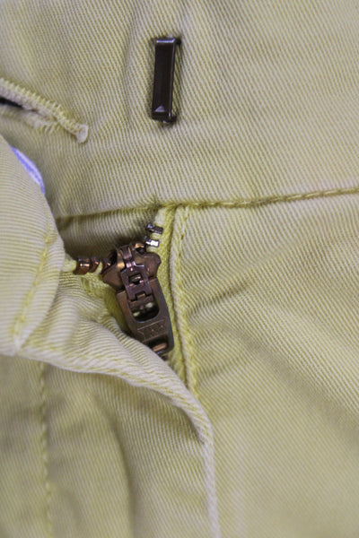 J Crew Unisex Chino Shorts Yellow Cotton Stretch Hook & Eye Size 6