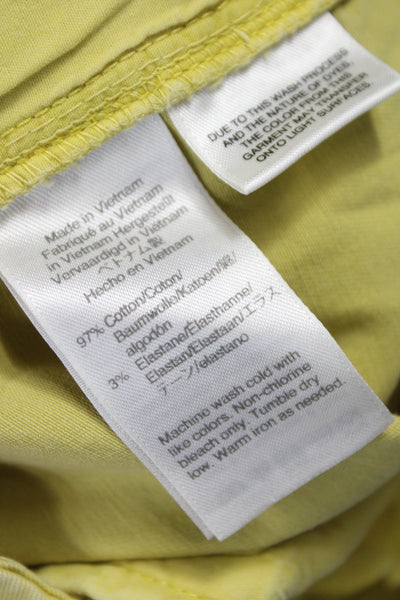 J Crew Unisex Chino Shorts Yellow Cotton Stretch Hook & Eye Size 6