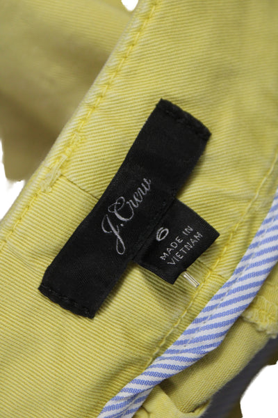 J Crew Unisex Chino Shorts Yellow Cotton Stretch Hook & Eye Size 6