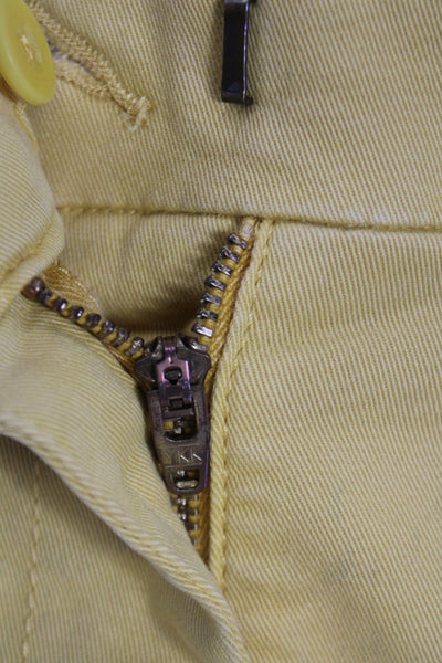 J Crew Unisex Chino Shorts Yellow Button Cotton Stretch Solid Size 6