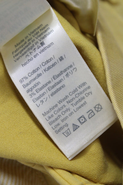 J Crew Unisex Chino Shorts Yellow Button Cotton Stretch Solid Size 6