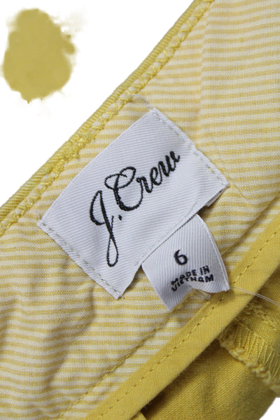 J Crew Unisex Chino Shorts Yellow Button Cotton Stretch Solid Size 6