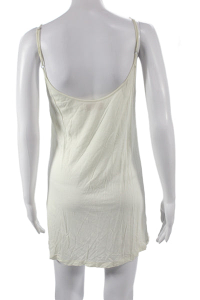 Candela Womens White Shift Slip Dress Long Sleeve Tie Short Nylon Size S