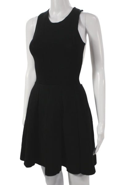Parker Womens Fit & Flare Tank Dress Black Sleeveless Zip Round Neck Size XS