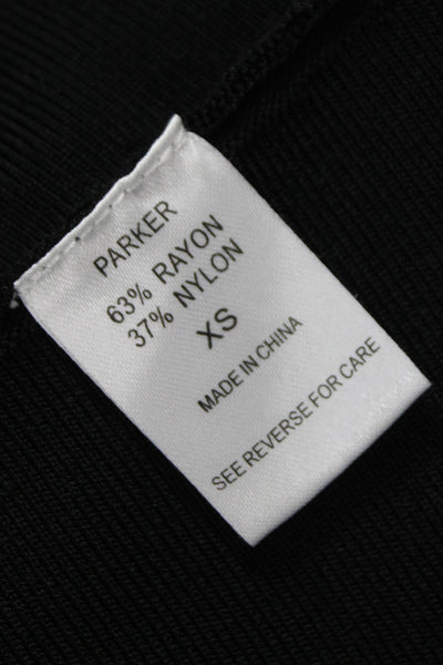 Parker Womens Fit & Flare Tank Dress Black Sleeveless Zip Round Neck Size XS