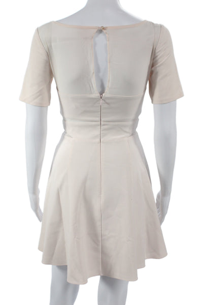 Elizabeth & James Womens Fit & Flare Mini Dress Beige Short Sleeve Size 0