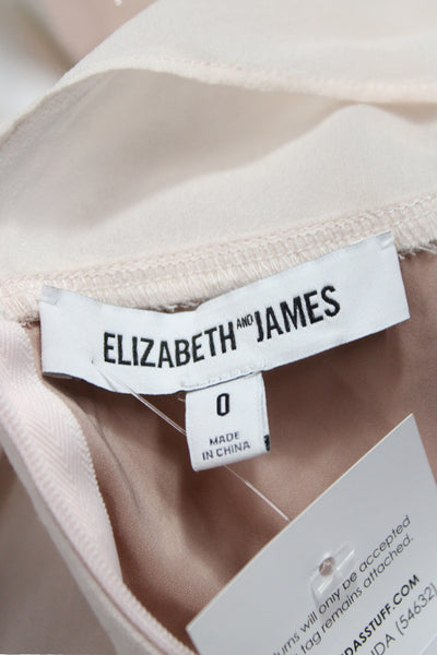 Elizabeth & James Womens Fit & Flare Mini Dress Beige Short Sleeve Size 0