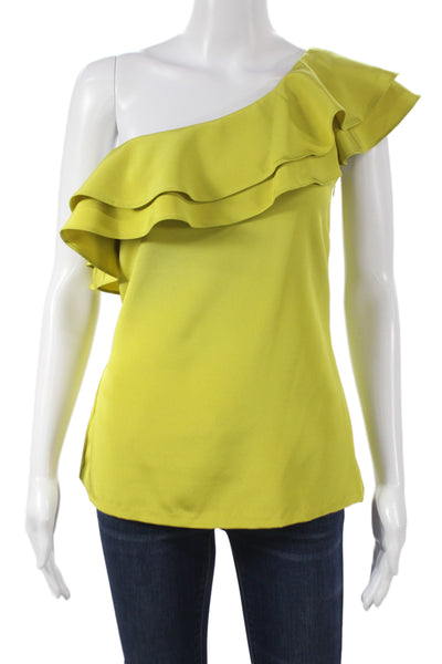 Mazley Womens Yellow Silk Cap Sleeve Zip Blouse Beach Spring Size S