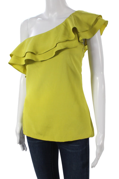 Mazley Womens Yellow Silk Cap Sleeve Zip Blouse Beach Spring Size S