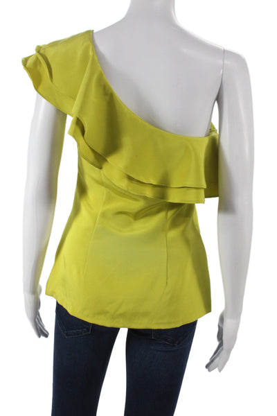 Mazley Womens Yellow Silk Cap Sleeve Zip Blouse Beach Spring Size S