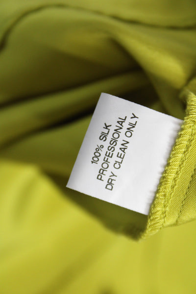 Mazley Womens Yellow Silk Cap Sleeve Zip Blouse Beach Spring Size S