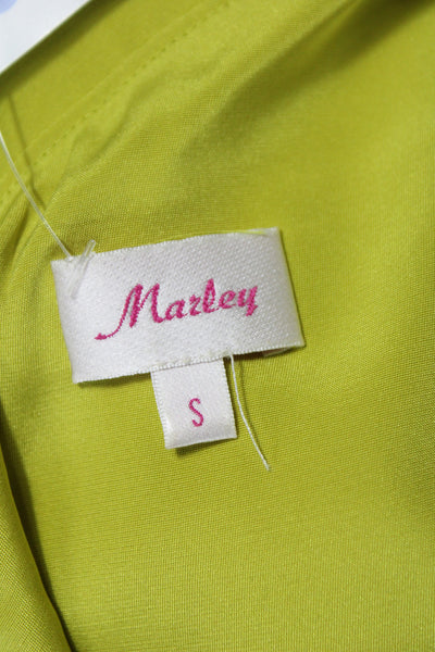 Mazley Womens Yellow Silk Cap Sleeve Zip Blouse Beach Spring Size S