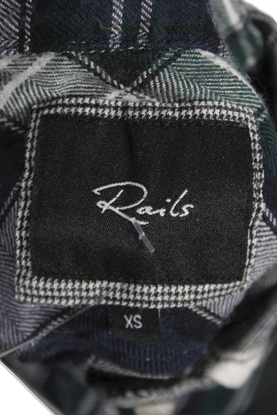 Rails Womens Dark Blue Plaid Button-Up Long Sleeve Top Size XS Petite