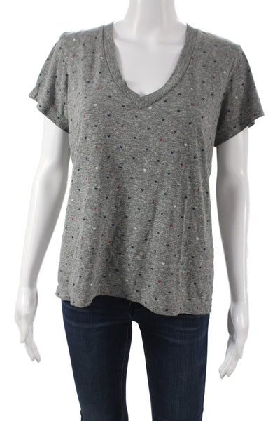 Current/Elliott Women Jersey V-Neck Gray Supima Tee Short Sleeve Size 0