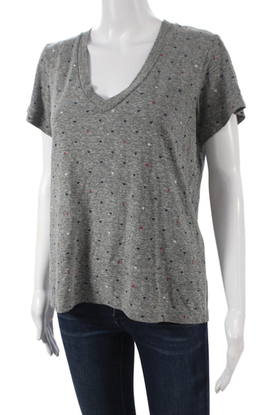 Current/Elliott Women Jersey V-Neck Gray Supima Tee Short Sleeve Size 0