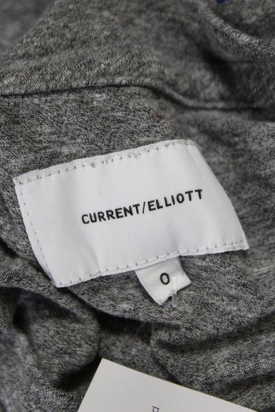 Current/Elliott Women Jersey V-Neck Gray Supima Tee Short Sleeve Size 0