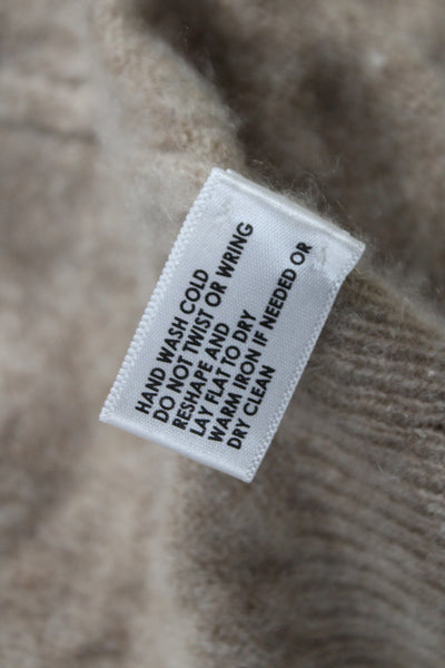 White + Warren Women Full-zip Cashmere Hoodie Beige Drawstring Size XS