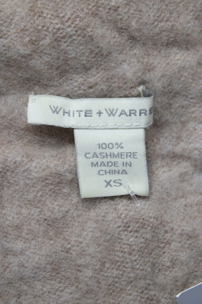 White + Warren Women Full-zip Cashmere Hoodie Beige Drawstring Size XS