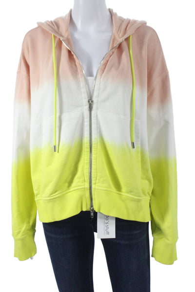ATM Women Full-zip Hoodies Pink Drawstring Cotton Polyester Long Sleeve Size XS