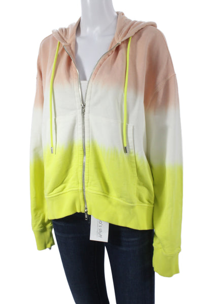ATM Women Full-zip Hoodies Pink Drawstring Cotton Polyester Long Sleeve Size XS