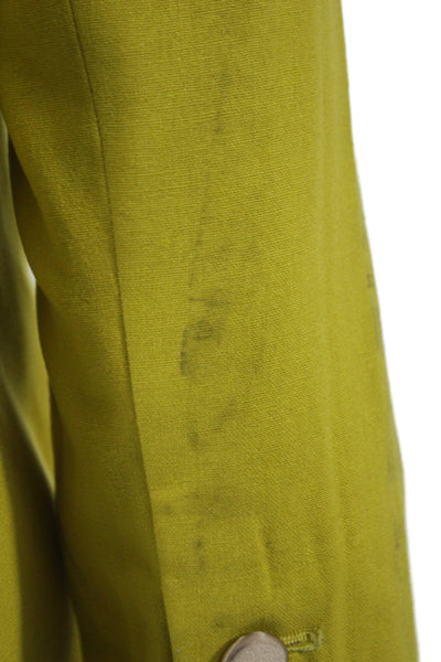 Robert Rodriguez Womens Silk Yellow Blazer Collared Button 3/4 Sleeve Size 2