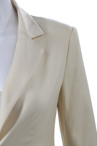 Elizabeth & James Women Blazer Beige Striped Wool Collared Button Size 0