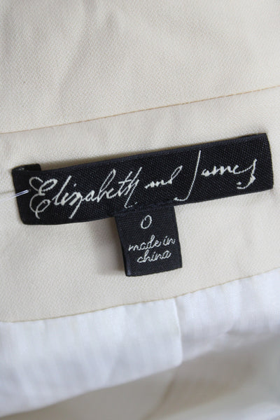 Elizabeth & James Women Blazer Beige Striped Wool Collared Button Size 0