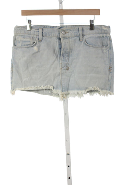 Ksubi Womens Light Blue Mini Skirt 100% Cotton Solid Short Size 29