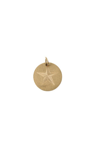 Designer Womens 14K Yellow Gold Star Engraved Pendant 1g