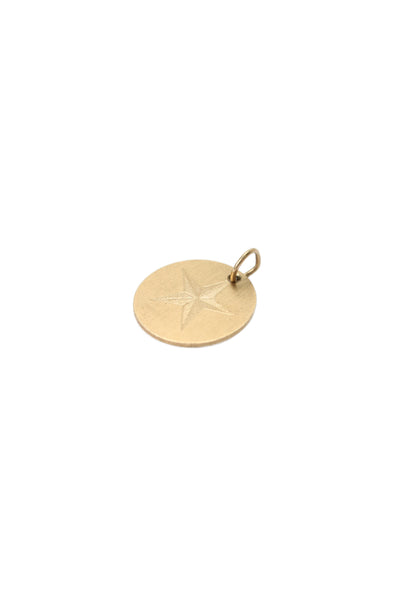 Designer Womens 14K Yellow Gold Star Engraved Pendant 1g