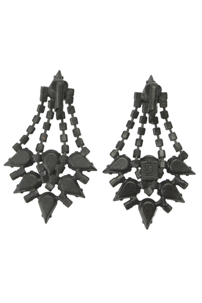 Dannijo Womens Blackened Brass White/Clear Crystal Chandelier ClipOn Earrings