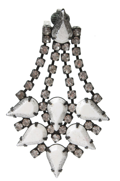 Dannijo Womens Blackened Brass White/Clear Crystal Chandelier ClipOn Earrings
