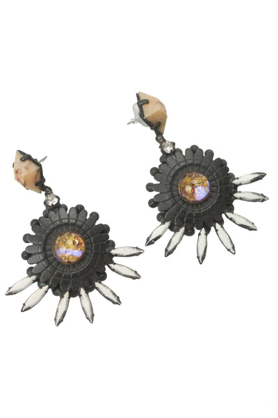 Dannijo Womens Blackened Brass Multicolor Crystal Dangle Earrings