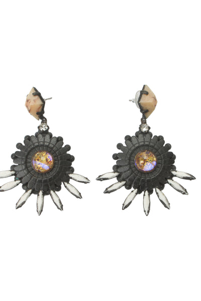 Dannijo Womens Blackened Brass Multicolor Crystal Dangle Earrings