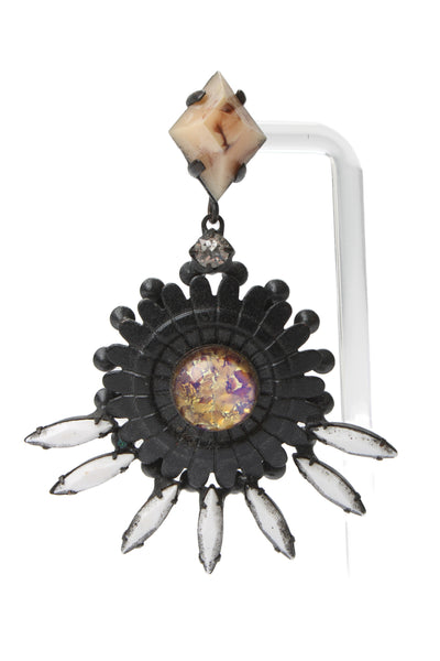 Dannijo Womens Blackened Brass Multicolor Crystal Dangle Earrings