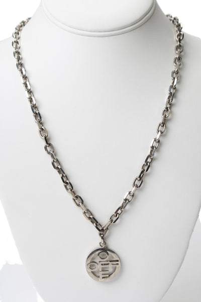 Off White Unisex Silver Tone Biker Chain Logo Pendant Necklace 24"