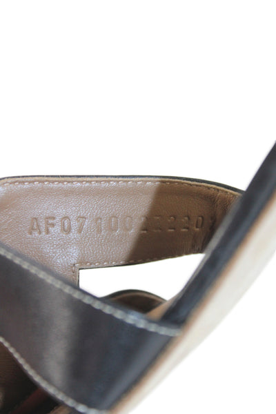 Hermes Womens Leather Open Toe Oasis  Sandal Black Size 8.5