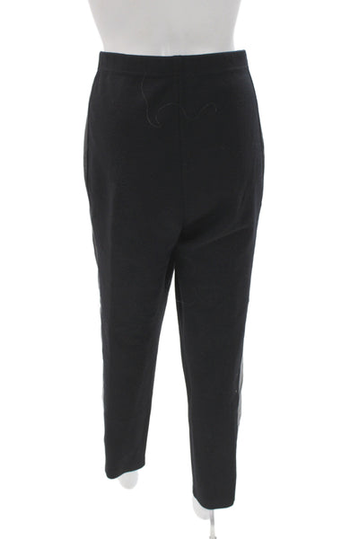 St. John Collection Womens Cropped Wool Dress Pants Black Size 14
