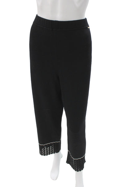 St. John Sport By Marie Gray Womens Ankle Cropped Wool Pants Black Size L