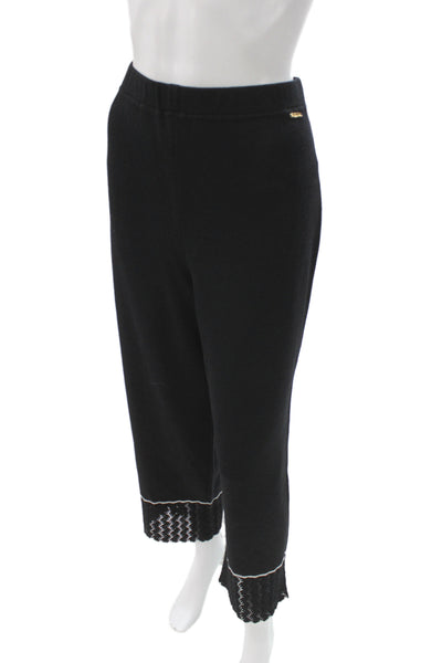St. John Sport By Marie Gray Womens Ankle Cropped Wool Pants Black Size L