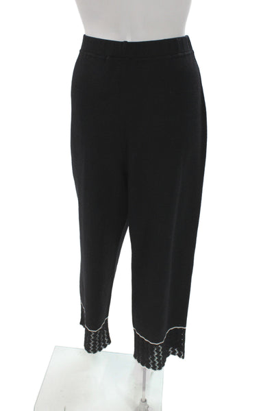 St. John Sport By Marie Gray Womens Ankle Cropped Wool Pants Black Size L