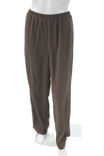St. John Unisex Brown Solid Cotton Polyester Dress Pants Size 12