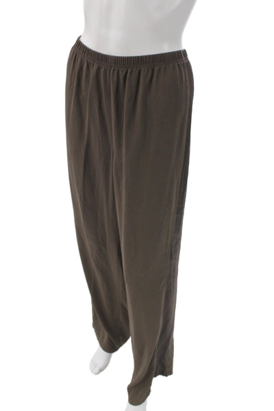 St. John Unisex Brown Solid Cotton Polyester Dress Pants Size 12
