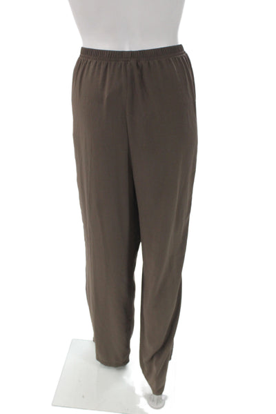 St. John Unisex Brown Solid Cotton Polyester Dress Pants Size 12