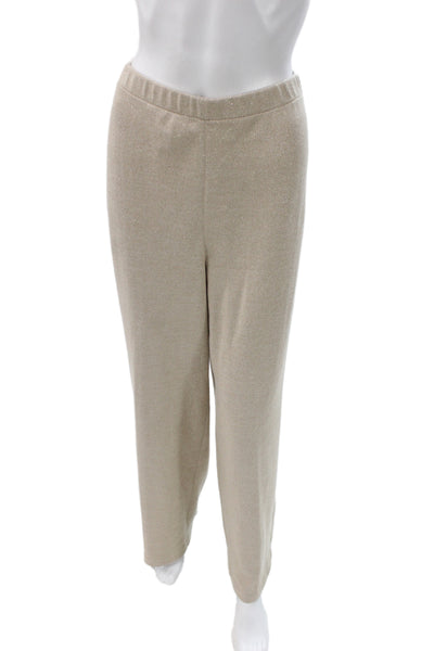 St. John Evening Womens Dress Pants Beige Polyester Spandex Size L