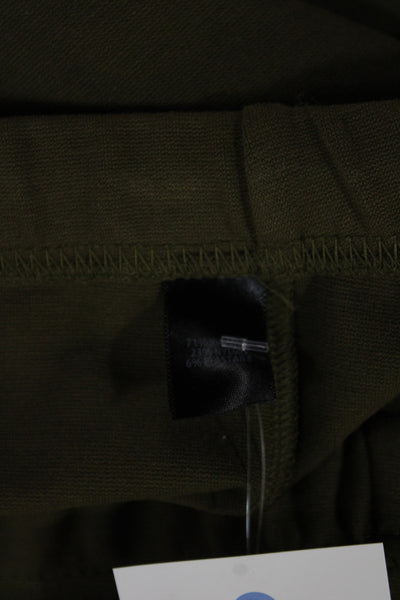 St. John Women Army Green Solid Sweatpants Viscose Blend Size L