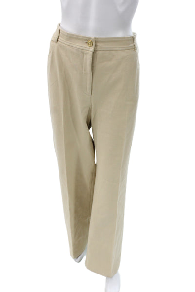 St. John Unisex Dress Pants Beige Cotton Button Size 16